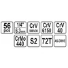 Kép 5/6 - Dugókulcs készlet 56 részes 1/4": 4-13 mm CrV YATO