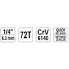 Kép 3/3 - Hajtószár racsnis 1/4" 155mm 72T CrV YATO