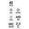 Kép 5/6 - Torx és imbusz bit készlet 40 részes (1/2"-3/8" H4-H12, M5-M12, T20-T55) YATO