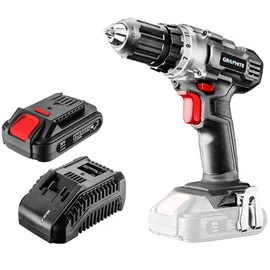 GRAPHITE - Akkus fúrógép, Energy+, 18V, 10mm gyorstokmánnyal, 2Ah akkuval és töltővel