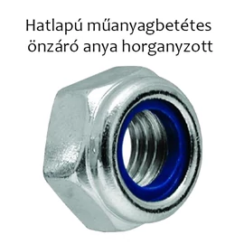 Hatlapú műanyagbetétes önzáró anya 10. horganyzott M6