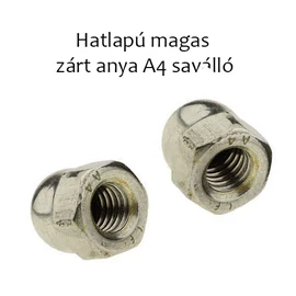 Hatlapú magas zárt anya A4 saválló M8