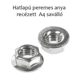 Hatlapú peremes anya recézett  A4 saválló M6