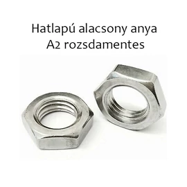 Hatlapú alacsony anya, A2 rozsdamentes M4