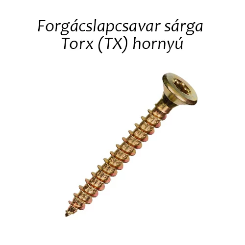 Forgácslapcsavar sárga Torx (TX) hornyú 5x40