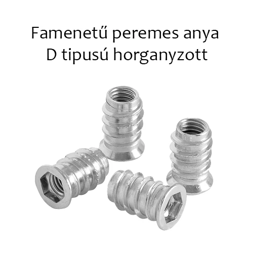 Famenetű peremes anya D tipusú horganyzott 8x13