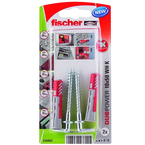 Fischer DuoPower 10x50 derékszögű kampóval