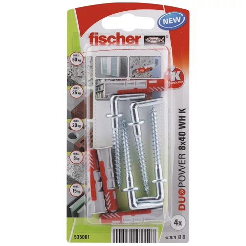 Fischer DuoPower 8x40 derékszögű kampóval