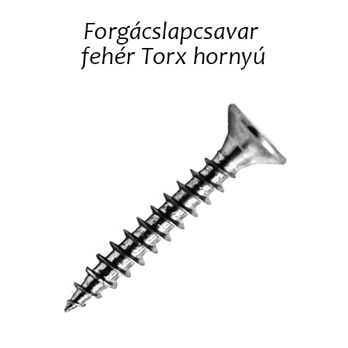 Forgácslapcsavar fehér Torx (TX) hornyú 4x18