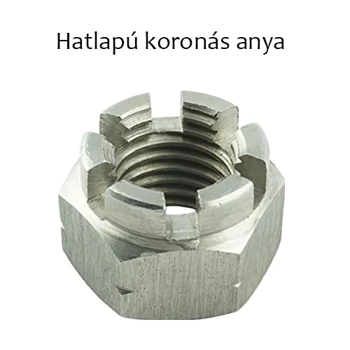 Hatlapú koronás anya 8, horganyzott M16