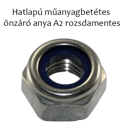 Hatlapú műanyagbetétes önzáró anya A2 rozsdamentes M5