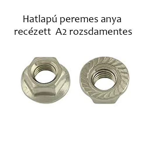 Hatlapú peremes anya recézett  A2 rozsdamentes M10