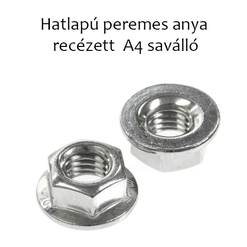 Hatlapú peremes anya recézett  A4 saválló M16