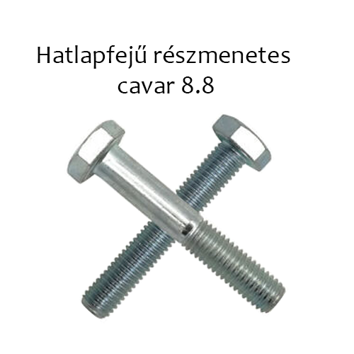 Hatlapfejű, részmenetes csavar 8.8, horganyzott M 16x70