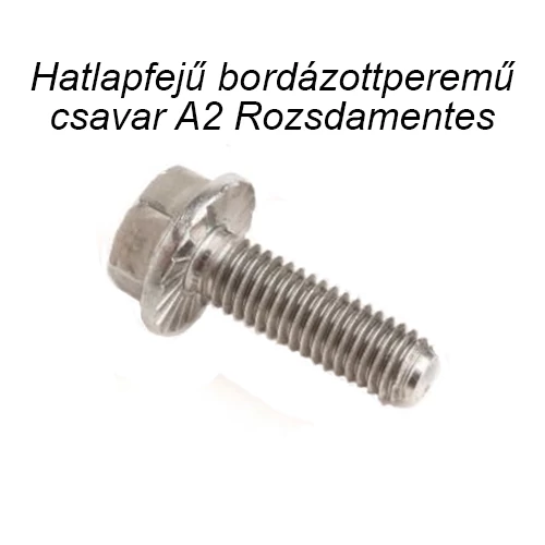 Hatlapfejű bordázott peremű csavar A2 rozsdamentes M6x12