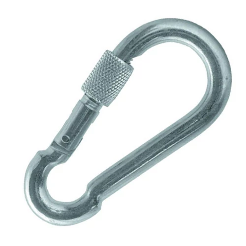 Karabiner csavarbiztosítással, horganyzott 8x80