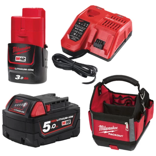 Milwaukee 1 x M12 B3 + 1 x M18 B5 + 1 x M12-18 FC + 1 x PACKOUT™ szerszámtáska