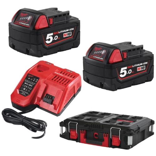 Milwaukee 2 x M18 B5 + 1 x M12-18 FC + 1 x PACKOUT™ 3 tároló láda