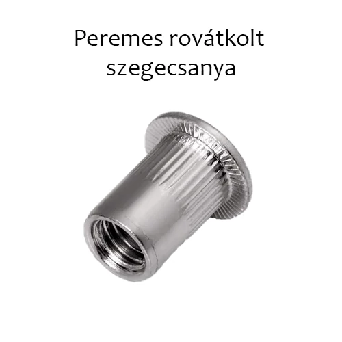 Peremes rovátkolt szegecsanya, A2 rozsdamentes M 8x16 (0,5-3,0mm-ig)