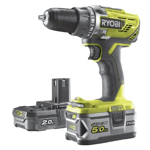 Ryobi R18DD3-252S akkus fúró-csavarozó (1 x 2.0 Ah és 1 x 5.0 Ah Li-ion akkuval)