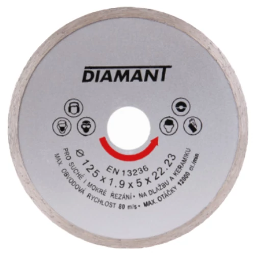 DIAMANT Gyémánt vágókorong 125 x 1,9 x 5,0 x 22,2 mm folytonos