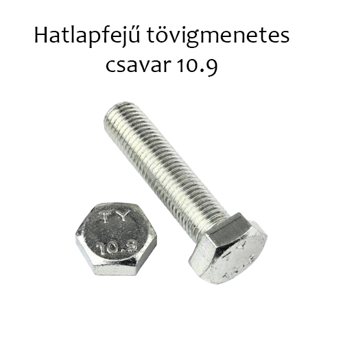 Hatlapfejű, tövig menetes csavar 10.9, natur M 16x50