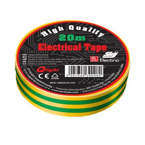 Szigetelőszalag 19mm 20m zöld/sárga